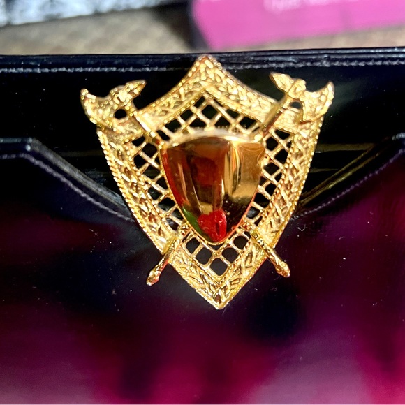 1940s Black Leather French Top Handle Hand Bag - Picture 4 of 13